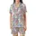 Feline Fanatic's Whimsical Cat Pattern - Dusty Rose Pastel Adornment Satin Short-Sleeve Pajamas Set - WE74gHvAGZ