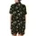 Nature Lover's Elegant Motif: Intertwined Olive Leaves & White Blossoms on Deep Black Wearable Design Satin Short-Sleeve Pajamas Set - 7KGoK_dWCC