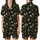 Nature Lover's Elegant Motif: Intertwined Olive Leaves & White Blossoms on Deep Black Wearable Design Satin Short-Sleeve Pajamas Set - Yig2Y8wsfz
