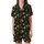 Nature Lover's Elegant Motif: Intertwined Olive Leaves & White Blossoms on Deep Black Wearable Design Satin Short-Sleeve Pajamas Set - vocas_SpDx