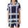 Timeless Style: Deep Navy White Light Blue Grey Geometric Tartan Plaid Wearable Textile Satin Short-Sleeve Pajamas Set - 2