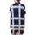 Timeless Style: Deep Navy White Light Blue Grey Geometric Tartan Plaid Wearable Textile Satin Short-Sleeve Pajamas Set - 3