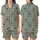 Classic Heritage Motif: Greek Key Acanthus Heart Spade Pattern - Sage Charcoal Decorative Fabric Satin Short-Sleeve Pajamas Set - 1