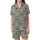 Classic Heritage Motif: Greek Key Acanthus Heart Spade Pattern - Sage Charcoal Decorative Fabric Satin Short-Sleeve Pajamas Set - 2
