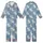 Women's Elegant Rose Bloom: Dusty Blue & White Painterly Botanical Pajama Set Kid Satin Pajamas Set - 1