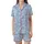 Classic Toile de Jouy: Serene Pastoral Scene & Blue Botanical Pattern Satin Short-Sleeve Pajamas Set - 2