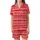 Dynamic Style: Vibrant Red & White Multi-Width Horizontal Stripes - Fashion Piece Satin Short-Sleeve Pajamas Set - h0UrGvCux-