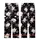 Women's Elegant Off-White Pink Magnolia Lavender Botanical Black Background Print Loungewear Item Kid Satin Pajamas Set - 3