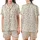 Nature Inspired Scattered Tiny Black Outline Rose Pattern Creamy Off-White Wearable Satin Short-Sleeve Pajamas Set - 1