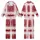 Sweetheart Style: Deep Crimson Pink Geometric Plaid & White Hearts - Custom Wearable Motif Kid Satin Pajamas Set - 1