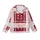 Sweetheart Style: Deep Crimson Pink Geometric Plaid & White Hearts - Custom Wearable Motif Kid Satin Pajamas Set - 2