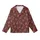 Retro Style Enthusiast's Tiny Cream Leaf & Berry Scatter on Deep Reddish-Brown Hand-Drawn Design Kid Satin Pajamas Set - 2
