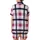 Geometric Plaid: Navy Fuchsia White Pastel Pink Light Grey Varying Width Grid - Wearable Design Item Satin Short-Sleeve Pajamas Set - 3
