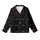 Dreamer's Cozy Wearable: Good Night Script, Crescent Moons & Stars - Minimalist Black White Kid Satin Pajamas Set - 2