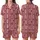 Sweetheart's Delight: Pale Pink Crimson Vertical Stripe Bow & Heart Satin Short-Sleeve Pajamas Set - 1