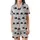 Cat Lover's Playful Peeking Black Cat Pattern - Heather Grey Tee Satin Short-Sleeve Pajamas Set - -EXCPDel3w