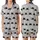 Cat Lover's Playful Peeking Black Cat Pattern - Heather Grey Tee Satin Short-Sleeve Pajamas Set - Lre9vwCtD5