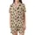 Elegant Style: Delicate Floating Butterflies – Muted Earth Tone Brown & Sepia Wing Motif Satin Short-Sleeve Pajamas Set - B8BfOp2KU1