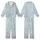 Stargazer's Minimalist White Stars & Moon Pattern - Blue-Grey Celestial Loungewear Kid Satin Pajamas Set - 1
