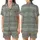Folkloric Charm: Sage Green & Charcoal Gray Greek Key Vine Heart Bands - Textile Pattern Satin Short-Sleeve Pajamas Set - iLTdymkFXf