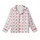 Women's Soft Rose Pink Hearts, Delicate Outlines & Vibrant Polka Dots on Subtle Pinstripe Satin Short-Sleeve Pajamas Set - 2