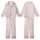 Women's Soft Rose Pink Hearts, Delicate Outlines & Vibrant Polka Dots on Subtle Pinstripe Satin Short-Sleeve Pajamas Set - 1