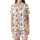 Whimsical Holiday Gingerbread: Hand-Drawn Cookies, Santa Hats, Teal Snowflakes & Evergreen Sprigs Design Satin Short-Sleeve Pajamas Set - 2