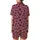 Expressive Woman's Distressed Black Lips & Wonderful Grunge Pattern - Heather Deep Pink Casual Top Satin Short-Sleeve Pajamas Set - 3