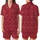 Ruby Red Hearts Motif: Delicate Outlines, Elegant Intertwined White Lines Pattern Satin Short-Sleeve Pajamas Set - RwHsSHRm9K