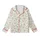 Nature Inspired Scattered Tiny Black Outline Rose Pattern Creamy Off-White Wearable Kid Satin Pajamas Set - 2