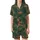 Nature Lover's Vintage Forest Green Jungle: Orange Black Tiger Leopard & Butterfly Motif - Unique Design Satin Short-Sleeve Pajamas Set - 2