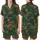 Nature Lover's Vintage Forest Green Jungle: Orange Black Tiger Leopard & Butterfly Motif - Unique Design Satin Short-Sleeve Pajamas Set - 1