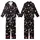 Love-Themed Scattered Light Pink Hearts Solid & Outline on Black Wearable Satin Short-Sleeve Pajamas Set - 1