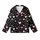 Love-Themed Scattered Light Pink Hearts Solid & Outline on Black Wearable Satin Short-Sleeve Pajamas Set - 2