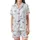 Whimsical Dreamer's Pastel Blue Scattered Bows, Checkerboard Accents & Ribbons Fashion Piece Satin Short-Sleeve Pajamas Set - 2