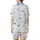 Whimsical Dreamer's Pastel Blue Scattered Bows, Checkerboard Accents & Ribbons Fashion Piece Satin Short-Sleeve Pajamas Set - 3