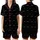 Dreamer's Cozy Wearable: Good Night Script, Crescent Moons & Stars - Minimalist Black White Satin Short-Sleeve Pajamas Set - 1