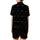 Dreamer's Cozy Wearable: Good Night Script, Crescent Moons & Stars - Minimalist Black White Satin Short-Sleeve Pajamas Set - 3
