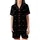 Dreamer's Cozy Wearable: Good Night Script, Crescent Moons & Stars - Minimalist Black White Satin Short-Sleeve Pajamas Set - 2