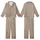 Sophisticated Minimalist Style Subtle Taupe Organic Lines Abstract Shapes All-Over Print Design Kid Satin Pajamas Set - 1