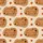 Capybara Lover's Cozy Pattern: Cute Capybara Heads & Orange Pom-Poms - Warm Beige Design Satin Short-Sleeve Pajamas Set - 4