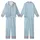 Dreamy Style: Pastel Sky Blue Outline Hearts & Dots Scattered Pattern - Wearable Item Kid Satin Pajamas Set - 1