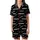 Weekend Lover: Scattered Typographic 'WEEKEND' Pattern with Leisure Icons - Black & White Motif Satin Short-Sleeve Pajamas Set - 2