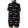 Weekend Lover: Scattered Typographic 'WEEKEND' Pattern with Leisure Icons - Black & White Motif Satin Short-Sleeve Pajamas Set - 3