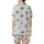 Cozy Comfort Seeker: Faux Cable Knit Bear Cloud HAPPY Design - Creamy Off-White & Muted Blue-Grey Piece Satin Short-Sleeve Pajamas Set - YniNY2CD2c