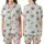 Cozy Comfort Seeker: Faux Cable Knit Bear Cloud HAPPY Design - Creamy Off-White & Muted Blue-Grey Piece Satin Short-Sleeve Pajamas Set - jFl_a0lDIk