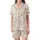 Cozy Bear Lover's Charming Hand-Drawn Brown & Pink Plaid Motif Satin Short-Sleeve Pajamas Set - iX74GUJujW