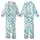 Modern Geometry Lover: Vibrant Teal White Rectangular Square Block Design Kid Satin Pajamas Set - 1