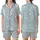 Stargazer's Minimalist White Stars & Moon Pattern - Blue-Grey Celestial Loungewear Satin Short-Sleeve Pajamas Set - 1