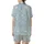Stargazer's Minimalist White Stars & Moon Pattern - Blue-Grey Celestial Loungewear Satin Short-Sleeve Pajamas Set - 3